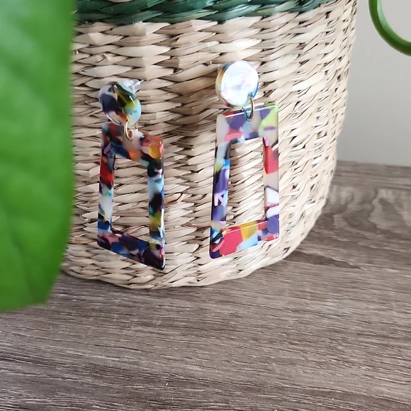 Acrylic Statement Earrings - Picture 4 of 6